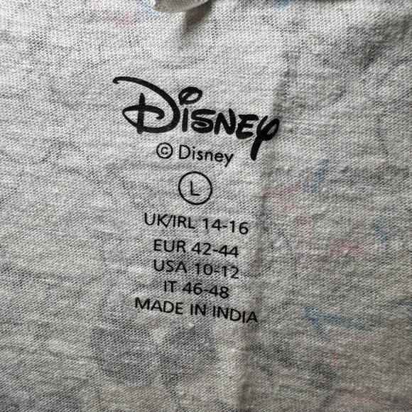 LADIES DISNEY Grey Pink BLUE PYJAMAS SIZE Large T SHIRT & SHORTS SET PJ - Picture 5 of 9